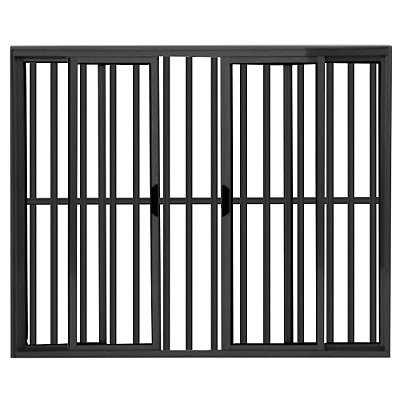 Janela Vitro 4 Folhas Alumínio Preto Linha Modular Com Grade