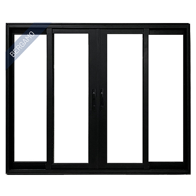 Janela Vitro 4 Folhas Alumínio Preto Linha 25