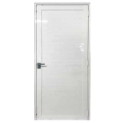 Porta Lambril com Maçaneta Premium e Fechadura de Banheiro Alumínio Branco Linha Roma