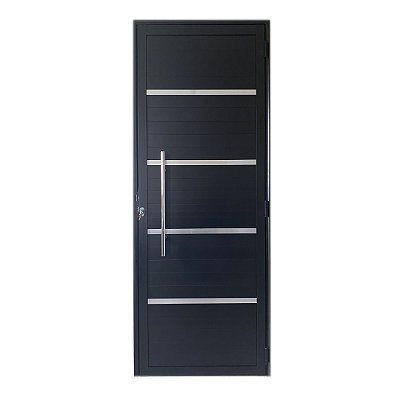 Porta Lambril de Alumínio Preto Com Puxador e Friso Linha 25