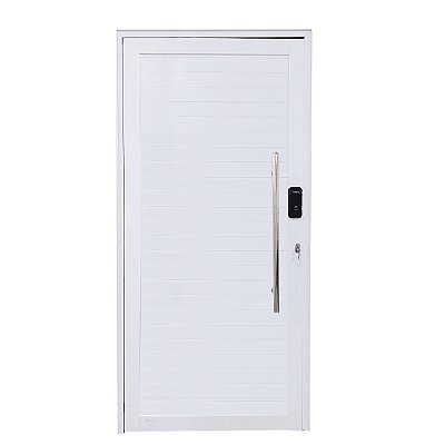 Porta Lambril de Alumínio Branco Com Puxador com Fechadura Digital Linha Roma