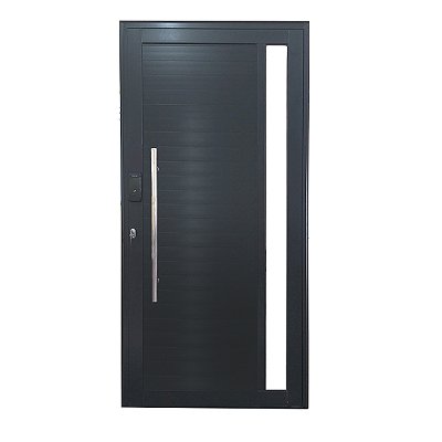 Porta Lambril de Alumínio Preto Com Puxador e Vidro com Fechadura Digital Linha Roma
