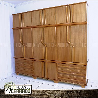 Guarda Roupas de Madeira 06 Portas Triplex Puxador Curvo