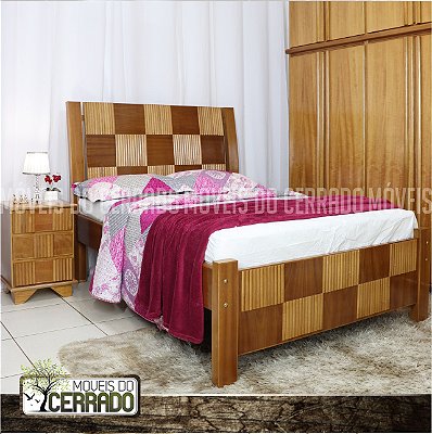 Cama Casal de Madeira Xadrez Filete