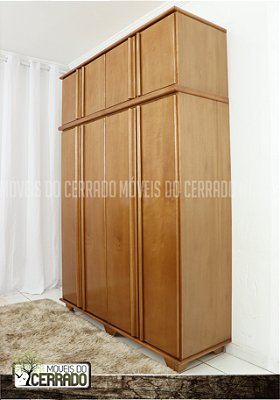 Guarda Roupas de Madeira Duplex 04 Portas Puxador Reto