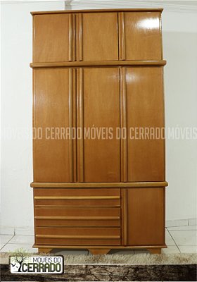 Guarda Roupas de Madeira 03 Portas Triplex Puxador Reto