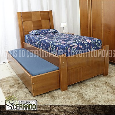 Bicama Solteiro de Madeira Xadrez Lisa