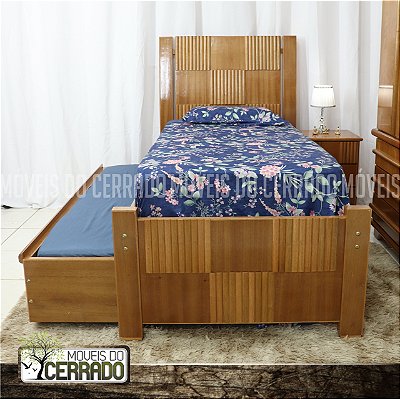 Bicama Solteiro de Madeira Xadrez Filete