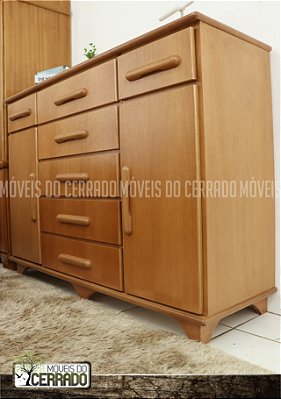 Cômoda de Madeira 05 Gavetas 02 Gavetinhas e 02 Sapateiras puxador Pão