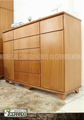 Cômoda de Madeira 05 Gavetas 02 Gavetinhas e 02 Sapateiras puxador Cava