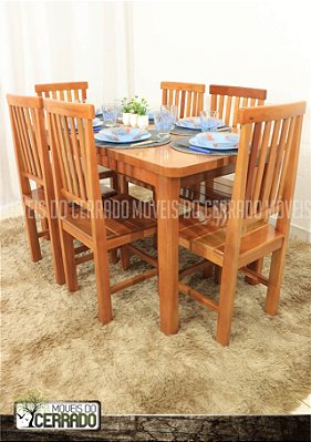 DUPLICADO - Jogo de Mesa de Madeira Maciça 06 Cadeiras Popular