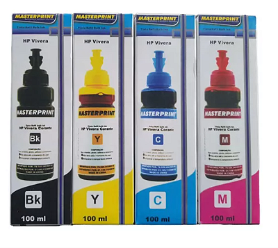 Kit Tinta Para Impressora  HP 4 Cores Refil 100ml