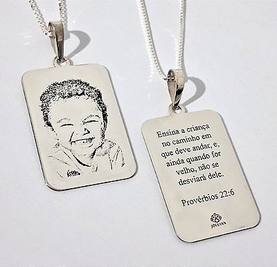 Pingente Retangular Personalizado - Prata