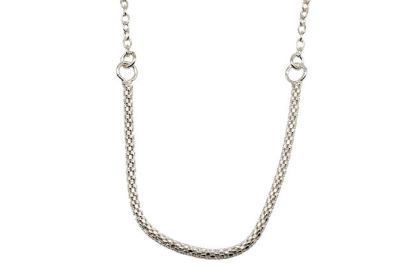 Pulseira Shambala Ajustável Malha Pipoca Prata Branca