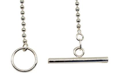 Pulseira Bolinha Fecho Barra Prata Branca
