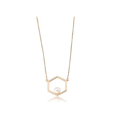 Colar Geométrico Com Pérola