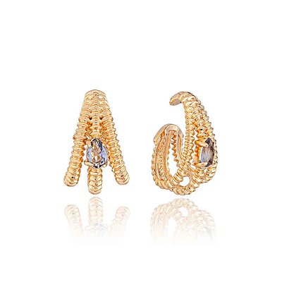 Brinco Ear Hook Zircônia Ametista