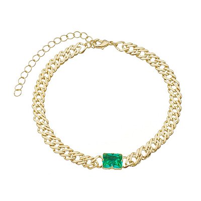 Pulseira Grumet Dupla com Pedra Turmalina