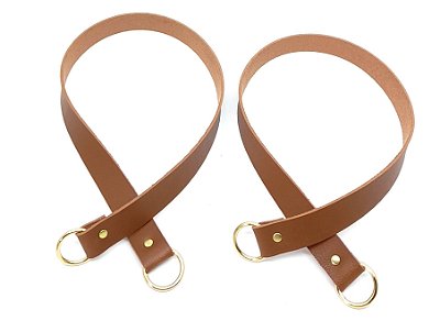 Alça de ombro caramelo com argola dourada