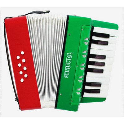Acordeon Infantil 08 Baixos Botão Turbinho 104-RG Vermelho E Verde