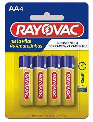 Pilha Zinco Aa4 Rayovac Amarelinhas Cartela Com 04 Unidades