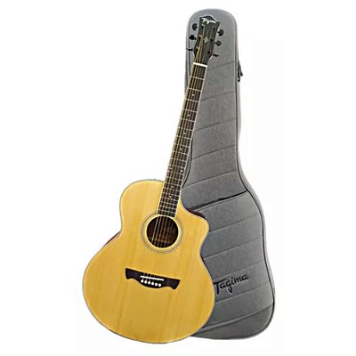 Violão Aço Jumbo Folk Tagima Hampton NTOP Natural Com Capa