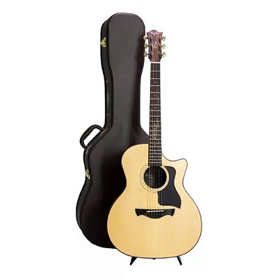 Violão Aço Medium Jumbo Tagima Olive Grace Cacau Santos NTOP Natural Com Case