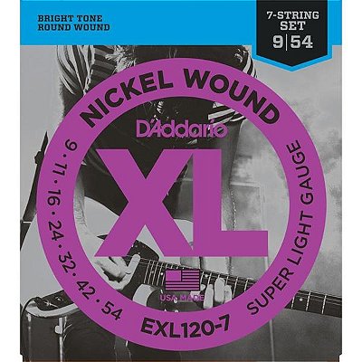 Encordoamento Para Guitarra 0.09 7 Cordas D'addario EXL-120-7