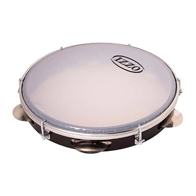 Pandeiro 10" Izzo 3430P ABS Preto Com Pratinela Flandres E Pele Leitosa