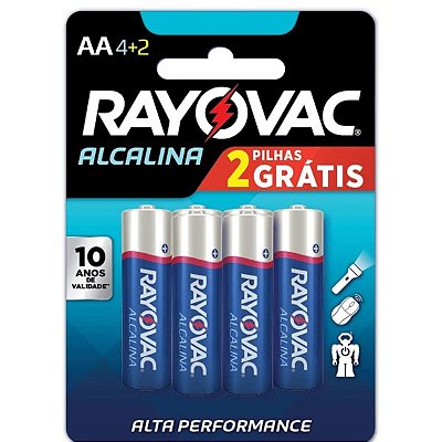 Pilha Pequena AA 4+2 Rayovac Alcalina 6 Unidades