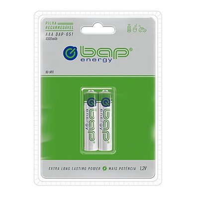 Pilha Recarregavel Palito AAA Bap-601 1000Mah (Par)