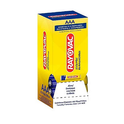 Pilha Zinco Aaa4 Rayovac Amarelinhas Tubo Com 40 Unidades