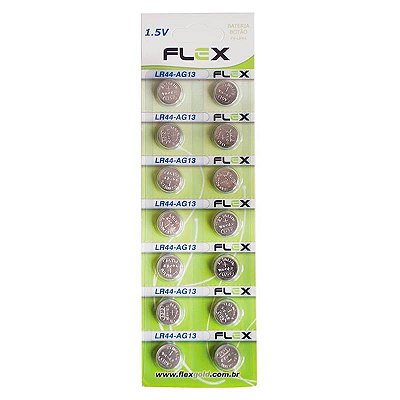 Bateria Botao Lr44 ( Cartela C/ 14 Unid.) Flex Fx-lr44