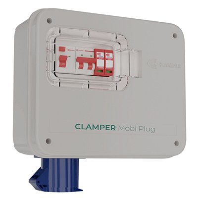 Quadro de proteção para carregadores veiculares - 1 tomada de 32 amperes - 127/220 volts - CLAMPER Mobi Plug 220V 8KW C I - 024054