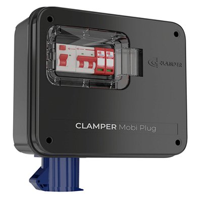Quadro de proteção para carregadores veiculares - 1 tomada de 32 amperes - 127/220 volts - CLAMPER Mobi Plug 220V 8KW P I - 024053