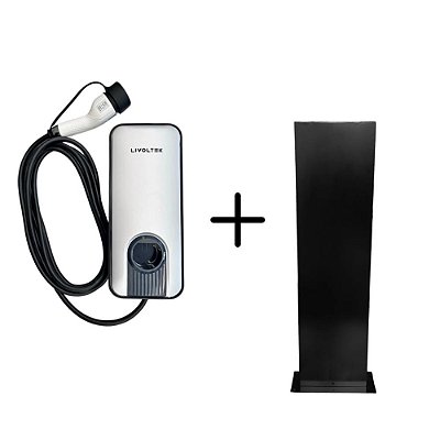 Kit Smart Wallbox 7,3 kW Livoltek + Totem para Estação De Recarga