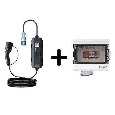 Kit Carregador Portátil 7,4 kW + Quadro de Proteção Steck Mobi Box – GreenV