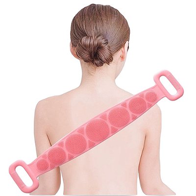 Esponja Esfoliante Massageadora de Silicone 70 cm para Banho Mantenha a circulação sanguínea saudável﻿ 2 cores