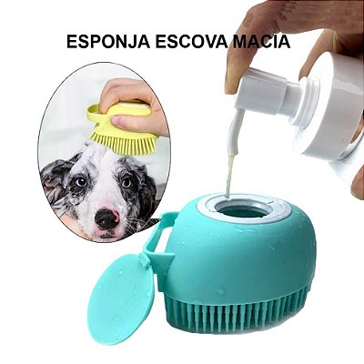 Escovas para banho de pessoas cães e gatos feita de silicone com dispositivo para sabonete liquido