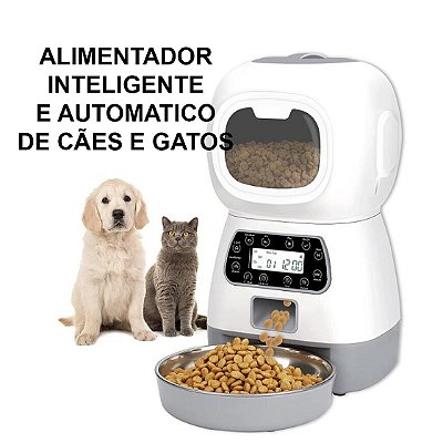 Alimentador automático e inteligente de Gatos e Cachorros Controle de aço inoxidável a hora certa de alimentar seu Pet