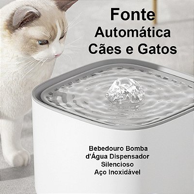 Recipiente com Fonte Automático, Bebedouro Bomba d'Água Dispensador Silencioso Aço Inoxidável para Beber Diversos Pets Animal de Estimação Gatos e Cães
