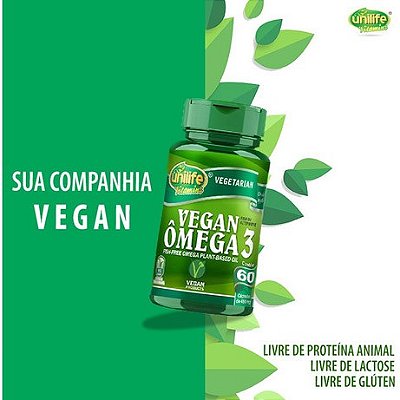 Vegan Ômega 3 Unilife 60 Cápsulas sem glúten 100% vegetal - Vegano