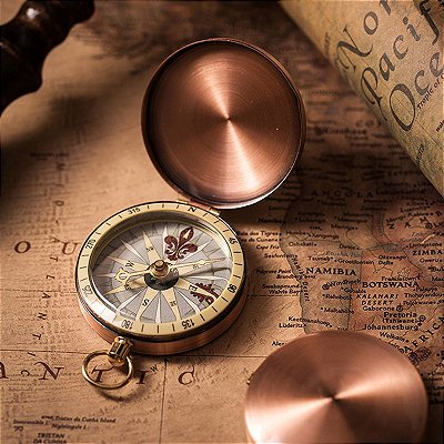 Bússola de bolso em cobre modelo vintage retro para acampamento caminhadas e náutico marinha sobrevivência