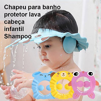 Chapéu para banho protetor lava cabeça infantil Shampoo banho macio para bebê