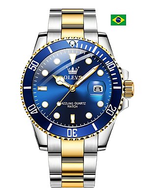 Relógio OLEVS Luxo Verde 💚 Aço Inox | Prova D’Água ⌚