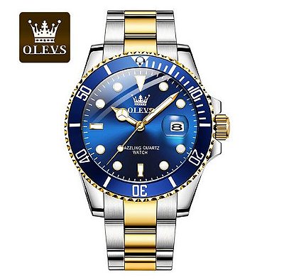 Relógio de luxo quartzo de aço inoxidável OLEVS a prova d'agua impermeável luminoso grande dial armazenar a energia com a luz do sol