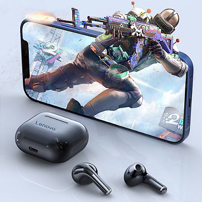 Fone de ouvido sem fio bluetooth 5.0 original lenovo lp40 tws duplo estéreo redução ruído baixo controle toque longa espera 230mah