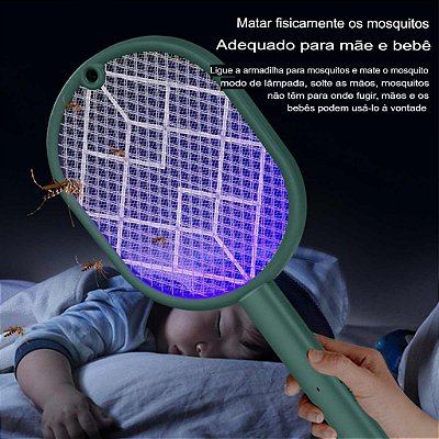 Super mata mosquitos elétrico carregador USB recarregável tecnologia de fonte luminosa cor verde e chumbo