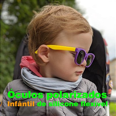 Óculos polarizados redondos para crianças feito de silicone flexíveis proteção uv400 para meninos e meninas de 2 a 14 anos