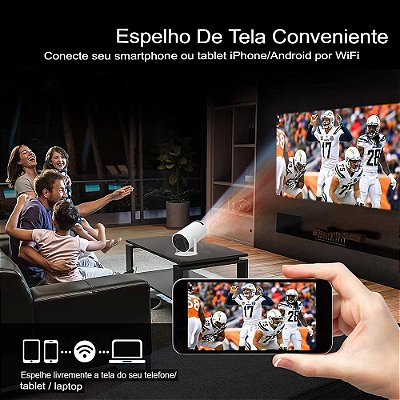 Projetor de Vídeo HY300-smart portátil para celular decodificação 4K home theater 720P, WiFi, 6, BT 5.0, 1GB, 8GB
